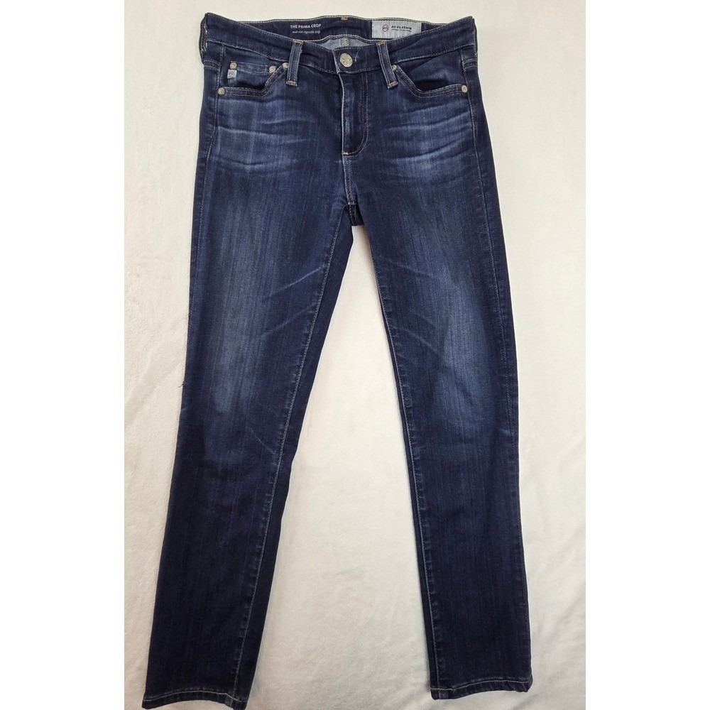 AG‎ Adriano Goldschmied The Prima Crop Jeans Blue Mid-Rise Cigarette Size 25